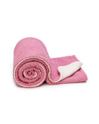 T-TOMI Gestrickte Decke WARM Raspberry