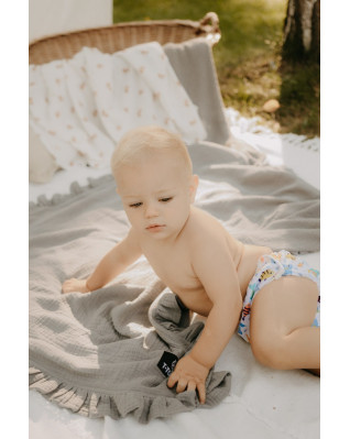 T-TOMI Musselindecke mit Rüsche Pink