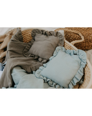 T-TOMI Musselinkissen mit Rüsche Grey