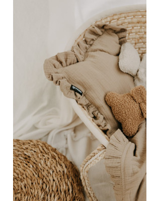 T-TOMI Musselinkissen mit Rüsche Beige