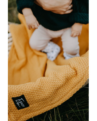 T-TOMI Gestrickte Decke WARM Mustard