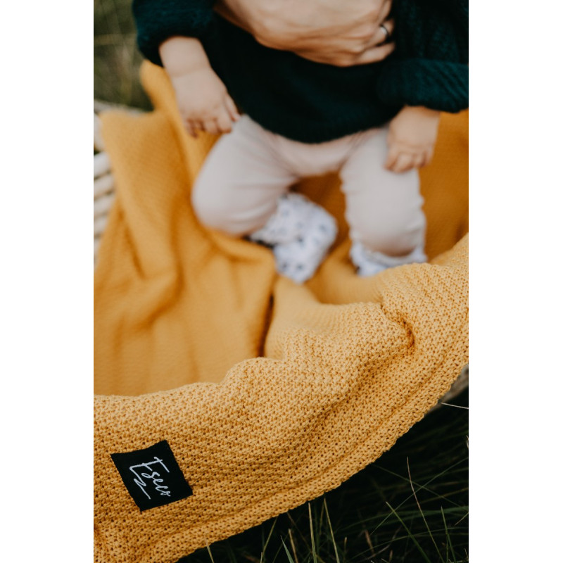T-TOMI Gestrickte Decke WARM Mustard