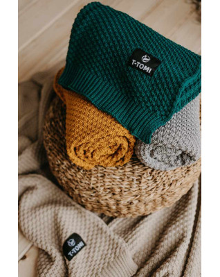 T-TOMI Gestrickte Decke Curry