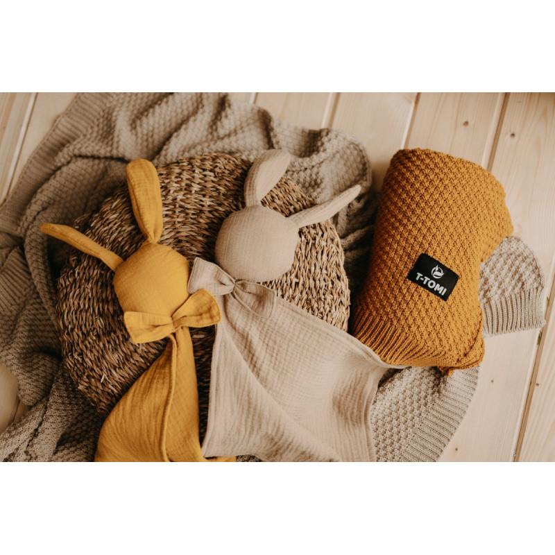 T-TOMI Gestrickte Decke Curry