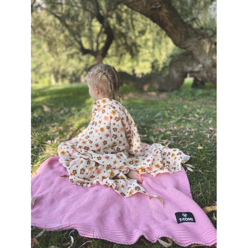 T-TOMI Gestrickte Decke Mint waves