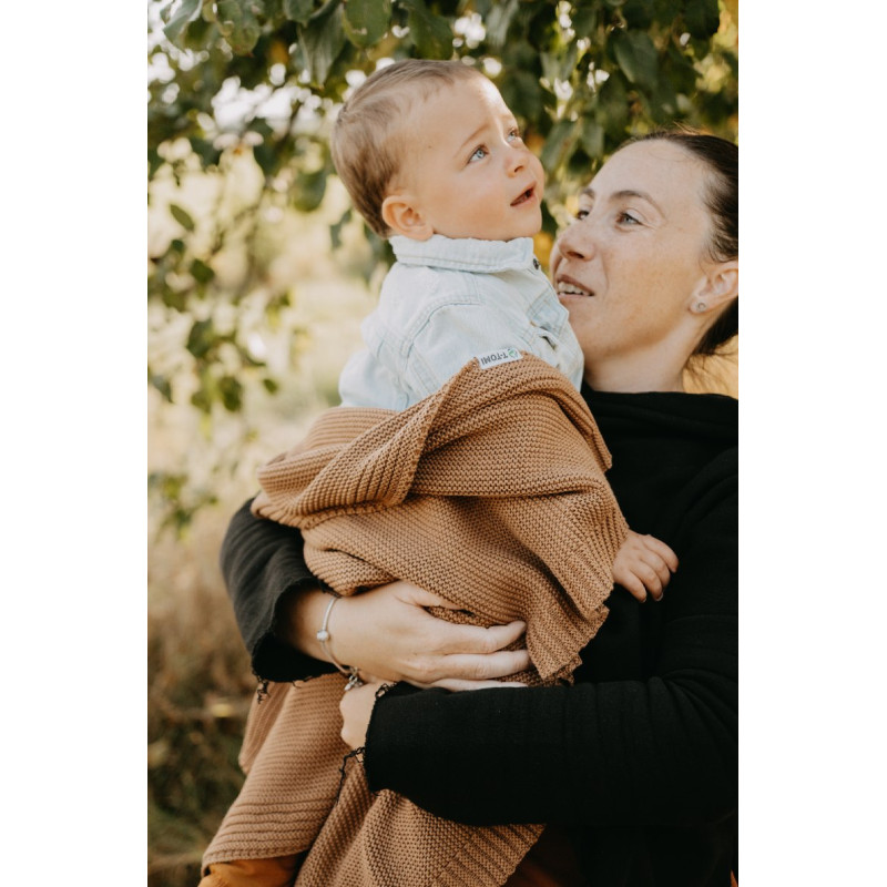 T-TOMI Gestrickte Decke Dark blue waves