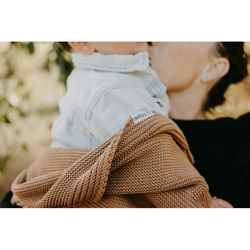 T-TOMI Gestrickte Decke Mocca waves