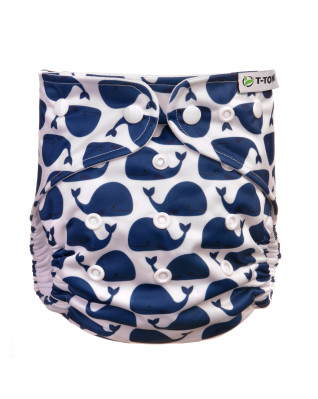 T-TOMI Höschenwindel AIO - Wickel Set Druckknöpfe Whales