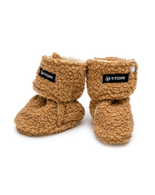 T-TOMI Krabbelschuhe TEDDY Brown (6-9 Monate) WARM