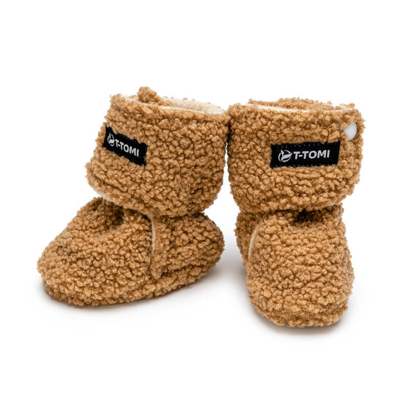 T-TOMI Krabbelschuhe TEDDY Brown (3-6 Monate) WARM