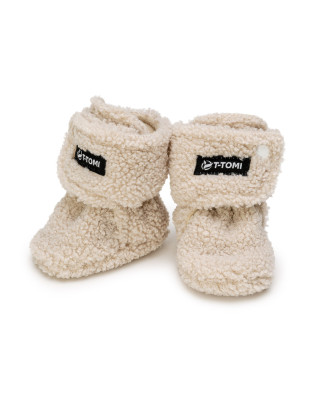 T-TOMI Krabbelschuhe TEDDY Cream (6-9 Monate) WARM