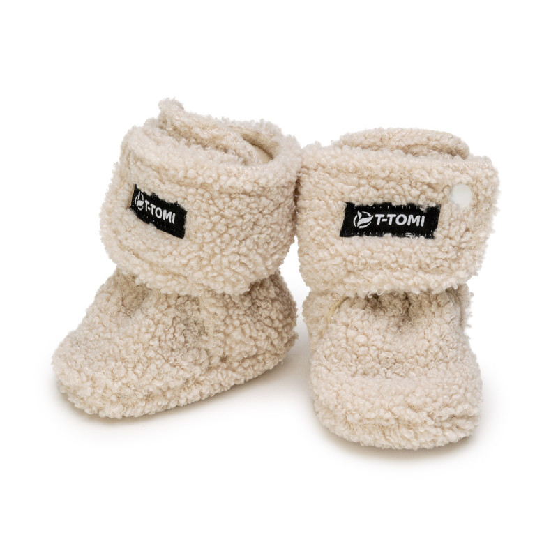 T-TOMI Krabbelschuhe TEDDY Cream (6-9 Monate) WARM