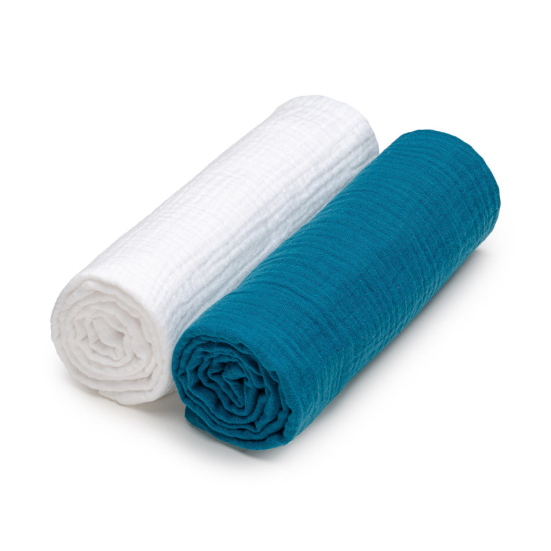 T-TOMI Musselin windeln White + Petrol
