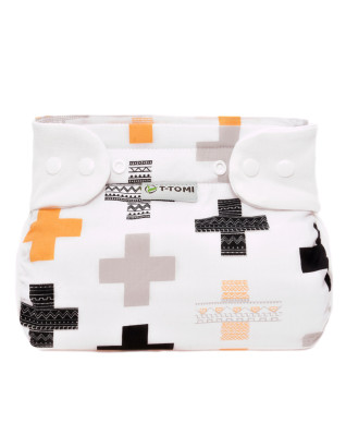 T-TOMI Orthopädisches Spreizhöschen für breites Wickeln - druckknöpfe Crosses (5-9kg) 