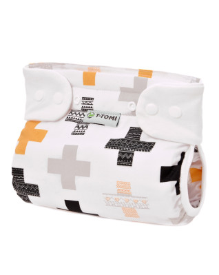 T-TOMI Orthopädisches Spreizhöschen für breites Wickeln - druckknöpfe Crosses (5-9kg) 