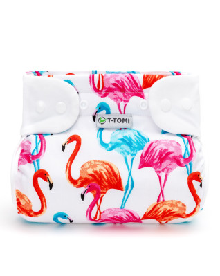 T-TOMI Orthopädisches Spreizhöschen für breites Wickeln - druckknöpfe Flamingo (3-6kg) 