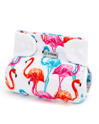T-TOMI Orthopädisches Spreizhöschen für breites Wickeln - druckknöpfe Flamingo (3-6kg) 