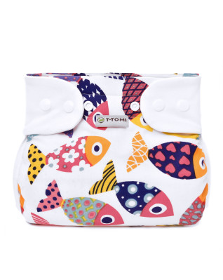 T-TOMI Orthopädisches Spreizhöschen für breites Wickeln - druckknöpfe Fun fish (3-6kg) 