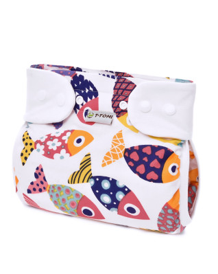 T-TOMI Orthopädisches Spreizhöschen für breites Wickeln - druckknöpfe Fun fish (3-6kg) 
