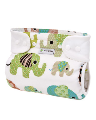 T-TOMI Orthopädisches Spreizhöschen für breites Wickeln - druckknöpfe Green elephants (3-6kg) 