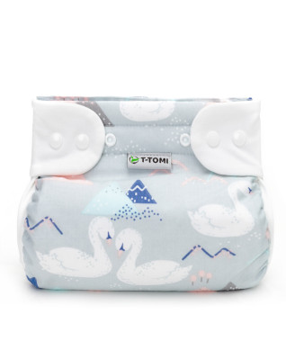 T-TOMI Orthopädisches Spreizhöschen für breites Wickeln - druckknöpfe Swan (3-6kg) 