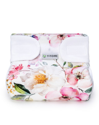 T-TOMI Orthopädisches Spreizhöschen für breites Wickeln - klettverschluss Blossoms (3-6kg)