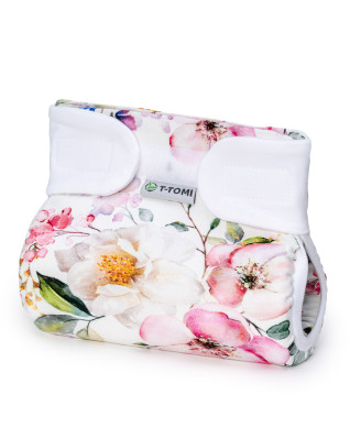 T-TOMI Orthopädisches Spreizhöschen für breites Wickeln - klettverschluss Blossoms (3-6kg)