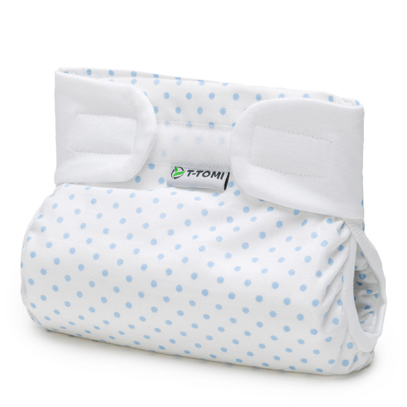 T-TOMI Orthopädisches Spreizhöschen für breites Wickeln - klettverschluss Blue dots (bis zu 3kg)