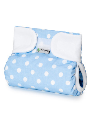 T-TOMI Orthopädisches Spreizhöschen für breites Wickeln - klettverschluss Blue polka (3-6kg)
