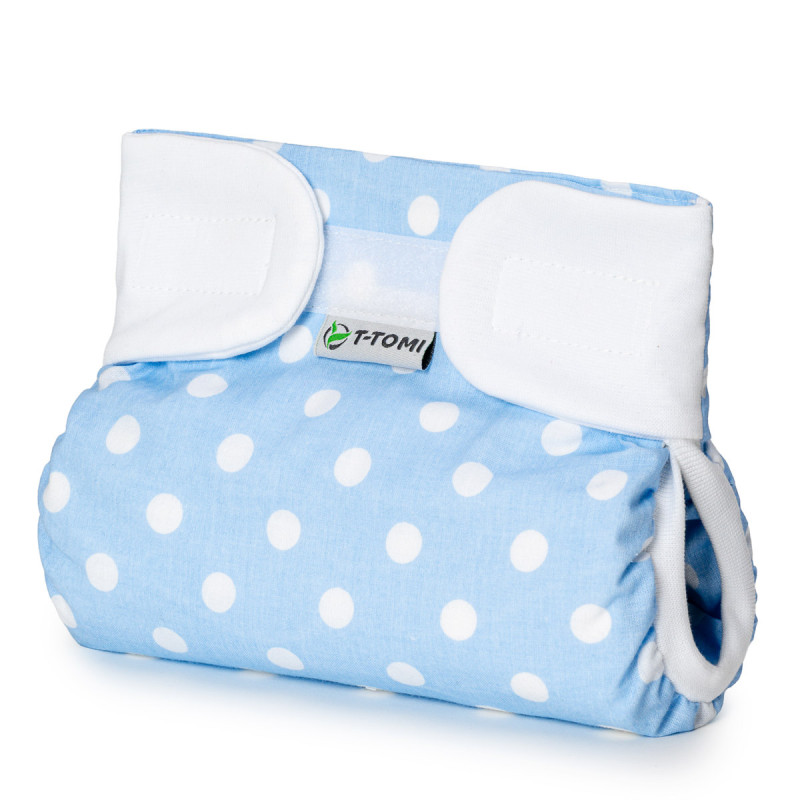 T-TOMI Orthopädisches Spreizhöschen für breites Wickeln - klettverschluss Blue polka (3-6kg)
