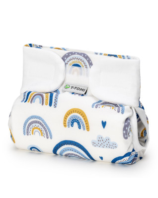 T-TOMI Orthopädisches Spreizhöschen für breites Wickeln - klettverschluss Blue rainbow (3-6kg)