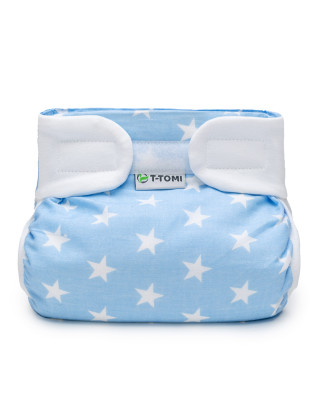 T-TOMI Orthopädisches Spreizhöschen für breites Wickeln - klettverschluss Blue stars (3-6kg)