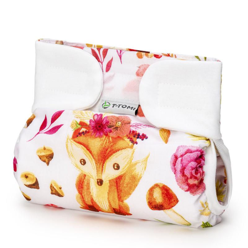 T-TOMI Orthopädisches Spreizhöschen für breites Wickeln - klettverschluss Foxes (3-6kg)