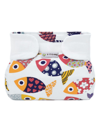 T-TOMI Orthopädisches Spreizhöschen für breites Wickeln PLUS - klettverschluss Fun fish (5-9kg)