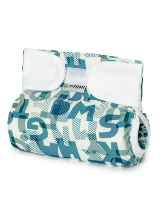 T-TOMI Orthopädisches Spreizhöschen für breites Wickeln - klettverschluss Green alphabet (3-6kg)