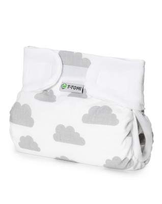 T-TOMI Orthopädisches Spreizhöschen für breites Wickeln - klettverschluss Grey clouds (bis zu 3kg)