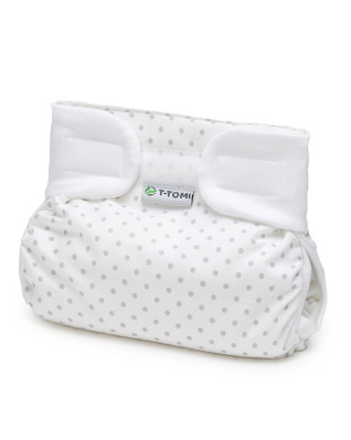 T-TOMI Orthopädisches Spreizhöschen für breites Wickeln - klettverschluss Grey dots (bis zu 3kg)