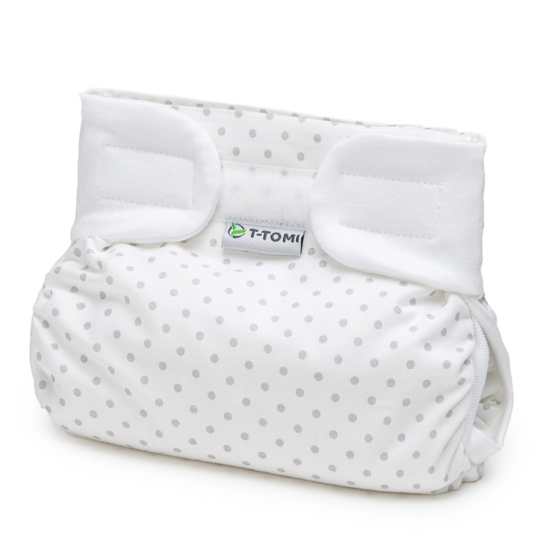 T-TOMI Orthopädisches Spreizhöschen für breites Wickeln - klettverschluss Grey dots (bis zu 3kg)