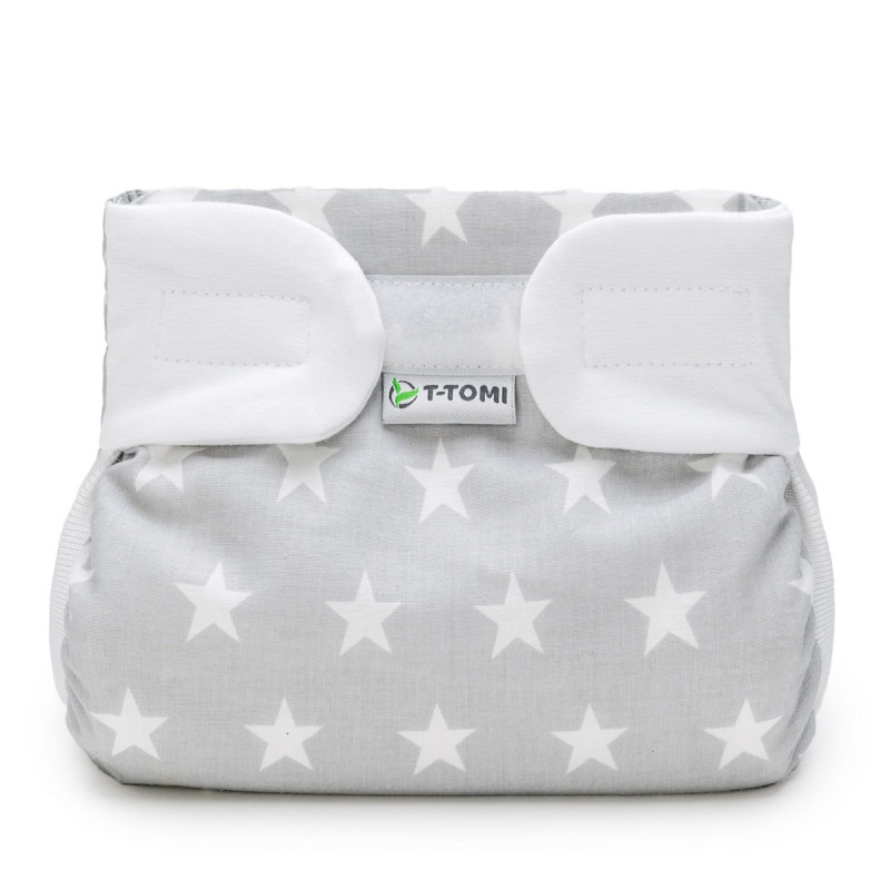 T-TOMI Orthopädisches Spreizhöschen für breites Wickeln PLUS - klettverschluss Grey stars (5-9kg)
