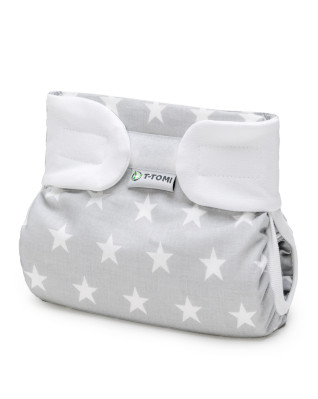 T-TOMI Orthopädisches Spreizhöschen für breites Wickeln PLUS - klettverschluss Grey stars (5-9kg)