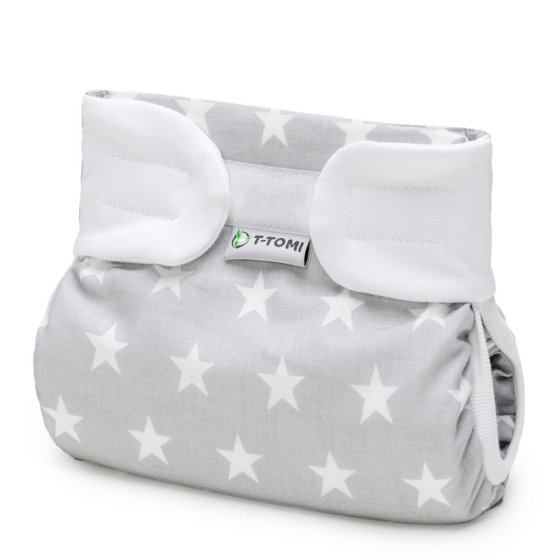 T-TOMI Orthopädisches Spreizhöschen für breites Wickeln PLUS - klettverschluss Grey stars (5-9kg)