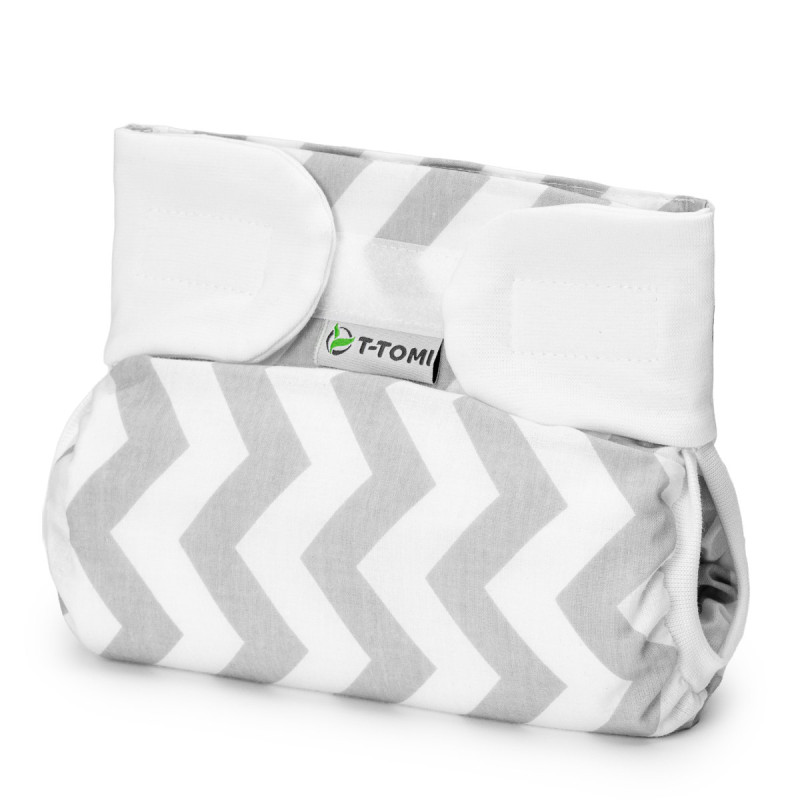 T-TOMI Orthopädisches Spreizhöschen für breites Wickeln - klettverschluss Grey zig-zag (3-6kg)