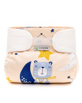 T-TOMI Orthopädisches Spreizhöschen für breites Wickeln - klettverschluss Night bears (3-6kg)
