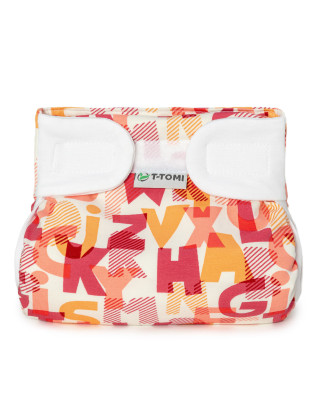 T-TOMI Orthopädisches Spreizhöschen für breites Wickeln - klettverschluss Pink alphabet (3-6kg)