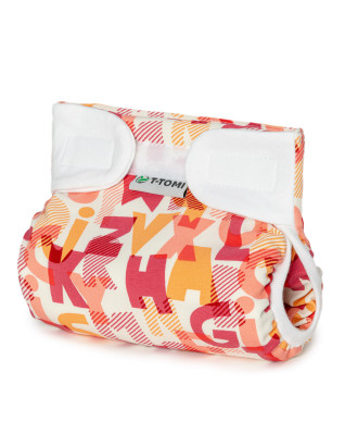 T-TOMI Orthopädisches Spreizhöschen für breites Wickeln - klettverschluss Pink alphabet (3-6kg)