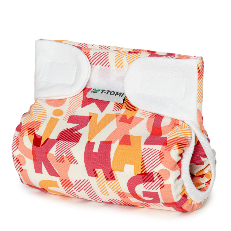 T-TOMI Orthopädisches Spreizhöschen für breites Wickeln - klettverschluss Pink alphabet (3-6kg)