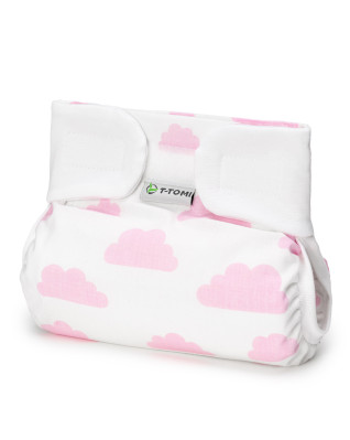 T-TOMI Orthopädisches Spreizhöschen für breites Wickeln - klettverschluss Pink clouds (3-6kg)