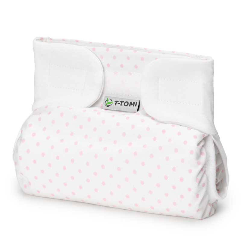 T-TOMI Orthopädisches Spreizhöschen für breites Wickeln PLUS - klettverschluss Pink dots (5-9kg)