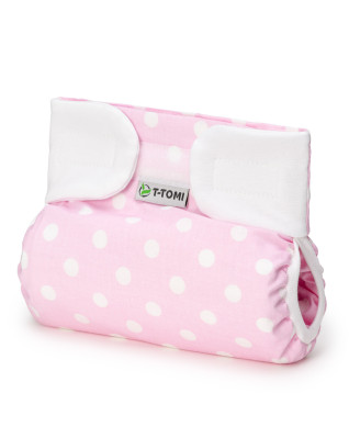 T-TOMI Orthopädisches Spreizhöschen für breites Wickeln - klettverschluss Pink polka (3-6kg)