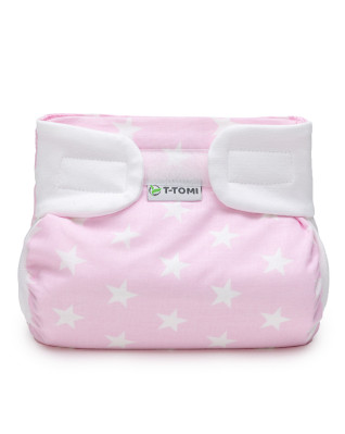 T-TOMI Orthopädisches Spreizhöschen für breites Wickeln - klettverschluss Pink stars (5-9kg)